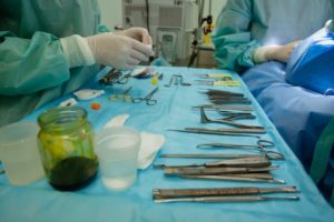 Surgical tools laid out as part of surgical tech jobs