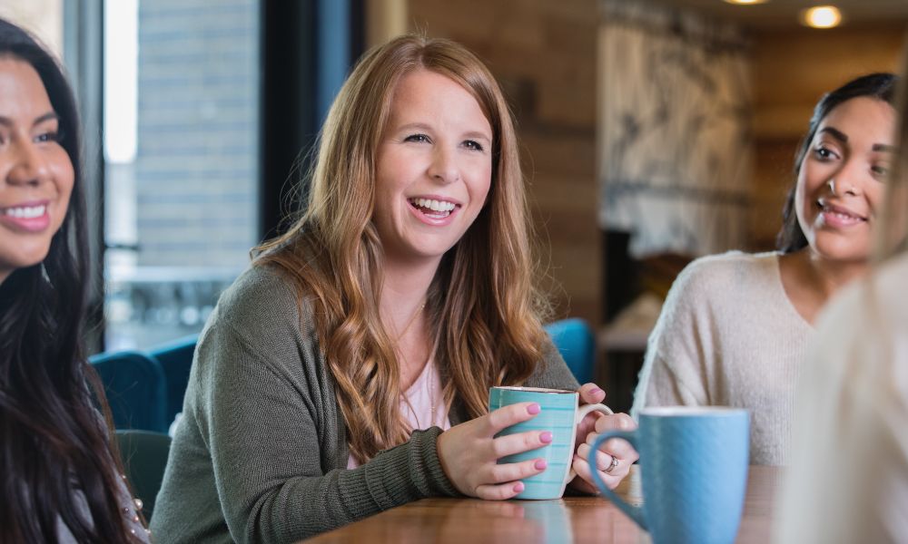 women working in radiology tech jobs connecting over coffee